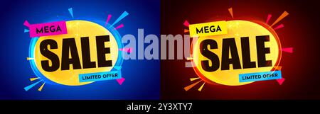 Rabatt kreative Komposition. Mega-Sale. Vektordarstellung. Stock Vektor