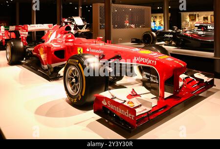 Fernando Alonsos Formel-1-Auto Ferrari F2012 2012 wird im Museum and Circuit Oviedo Asturias Spanien ausgestellt Stockfoto