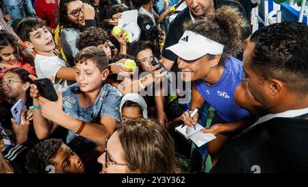 Monastir, Gouvernement Monastir, Tunesien. September 2024. Monastir, Tunesien, 14. September 2024. Mayar Sherif von Ägypten und Anna Blinkova von Russland gewinnen im Finale der Jasmin Open gegen Anastasia Sacharowa von Russland und Alina Korneeva von Russland. Das Profi-Tennisturnier der Frauen findet vom 9. Bis 15. September 2024 im Magic Hotel Skanes in Monastir, Tunesien statt (Credit Image: © Hasan mrad/IMAGESLIVE Via ZUMA Press Wire) NUR REDAKTIONELLE VERWENDUNG! Nicht für kommerzielle ZWECKE! Stockfoto