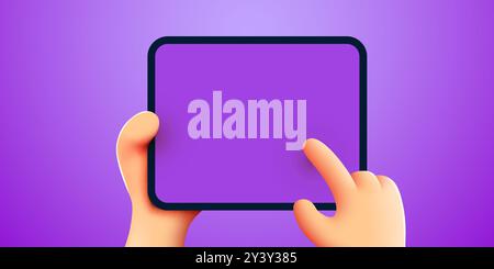 3D-Hand für ipad oder Tablet-pc. IPad-Modell. Bearbeitbare Vorlage. Touchscreen mit dem Finger. Vektorabbildung Stock Vektor