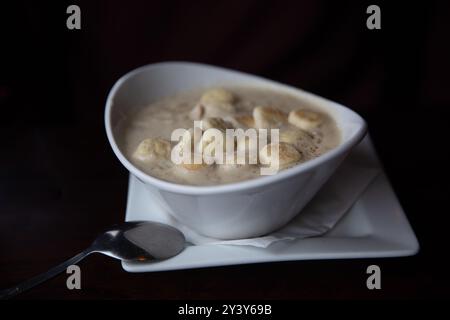 Schüssel mit New England Clam Chowder Stockfoto