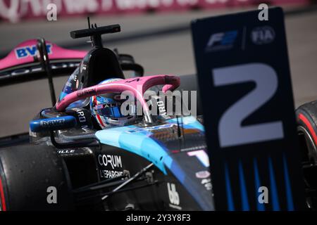 01 MARTINS Victor (fra), ART Grand Prix, Dallara F2 2024, Aktion während der 12. Runde der FIA Formel 2 Meisterschaft 2024 vom 13. Bis 15. September 2024 auf dem Baku City Circuit in Baku, Aserbaidschan - Foto DPPI Stockfoto