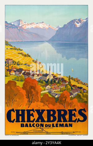 Chexbres. Balcon du Léman von Johann Emil Müller (1885-1958). Poster veröffentlicht 1923 in der Schweiz. Stockfoto