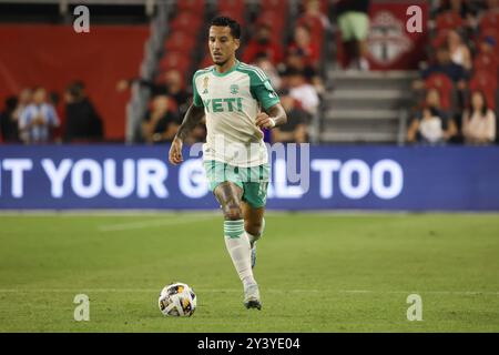 Toronto, Kanada. September 2024. Toronto, Ontario, Kanada, 14. September 2024, Austin FC Sebastian Driussi #10 tribbelt den Ball beim Major League Soccer Spiel zwischen Toronto FC und Austin FC im BMO Field. (Foto: Indrawan Kumala/SIPA USA) Credit: SIPA USA/Alamy Live News Stockfoto