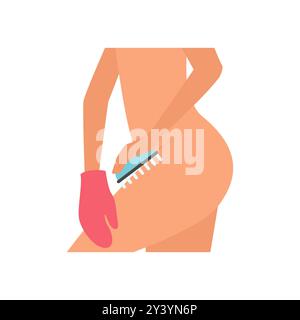 Vektorillustration einer Frau, die eine Körperputzbehandlung erhält, symbolisiert Entspannung und Hautpflege. Stock Vektor