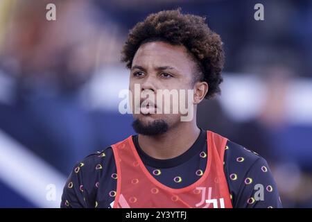 Juventus’ US-amerikanischer Mittelfeldspieler Weston McKennie startete während des Fußballspiels der Serie A Empoli gegen Juventus am 14. September 2024 im Carlo Castellani Stadion in Empoli. Stockfoto