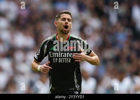 LONDON, Großbritannien - 15. September 2024: Jorginho von Arsenal reagiert während des Premier League-Spiels Tottenham Hotspur und Arsenal im Tottenham Hotspur Stadium (Foto: Craig Mercer/ Alamy Live News) Stockfoto