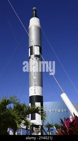 Rocket Garden im Kennedy Space Center, Florida, USA. Rocket Garden im Kennedy Space Center, Florida, USA, Nordamerika Stockfoto