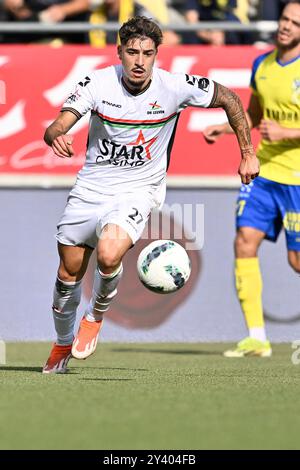 Sint Truiden, Belgien. September 2024. OHL Oscar Gil wurde während eines Fußballspiels zwischen STVV und OH Leuven in Sint-Truiden am siebten Tag der Saison 2024-2025 der ersten Liga der Jupiler Pro League der belgischen Meisterschaft am Sonntag, den 15. September 2024, gezeigt. BELGA FOTO JOHAN EYCKENS Credit: Belga News Agency/Alamy Live News Stockfoto