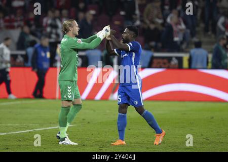 Dominik Reinmann (1. FC Magdeburg, Torhüter Nr. 1), Daniel Heber (1. FC Magdeburg, Defence, Nr. 15), 2. Bundesliga, 1. FC Köln, 1. FC Magdeburg am 14/09 Stockfoto