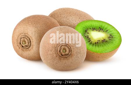 Geschnitten Sie Kiwis, isoliert auf weiss Stockfoto