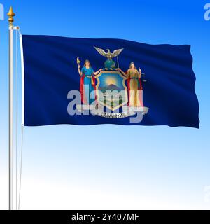 New York US Bundesstaat schwenkt Flagge, USA, Vereinigte Staaten, Vektor-Illustration Stock Vektor