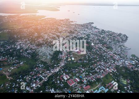 Hauptort an der Karibikküste Nicaragua bluefields aus der Luft mit Drohnen Stockfoto