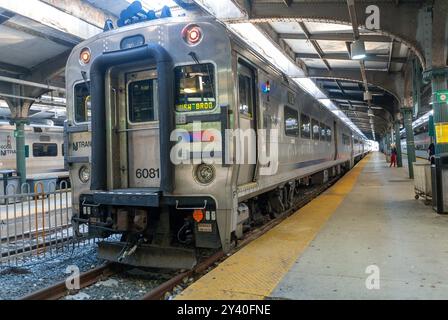 Hoboken, New Jersey, USA, Vororte, N.J. Transit Bahnhof, Szenen, New Jersey Transit Zug Stockfoto