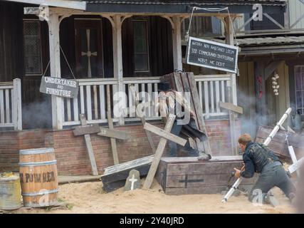 Schießerei in der Stadt Stockfoto