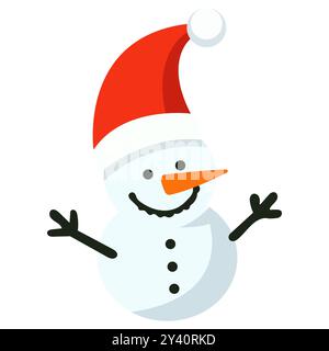 Niedliches Schneemannsymbol auf weißem Hintergrund. Vektorabbildung Stock Vektor