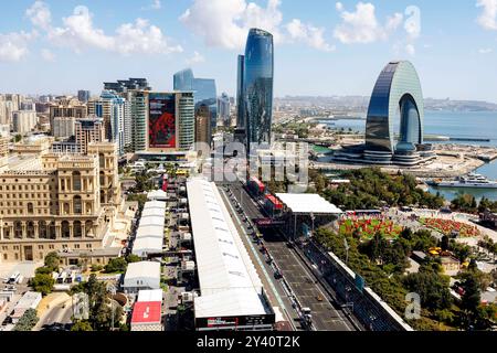 Baku City Circuit, Baku, Aserbaidschan. September 2024. Formel 1 großer Preis von Aserbaidschan 2024; Renntag; Stadt Baku während des Formel-1-Rennens Credit: Action Plus Sports/Alamy Live News Stockfoto