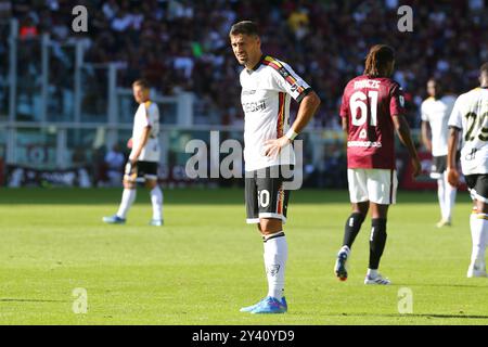 Santiago Pierotti von US Lecce während des Spiels der Serie A zwischen dem FC Torino und US Lecce am 15. September 2024 im Olympischen Stadion Grande Torino in Turin, Stockfoto