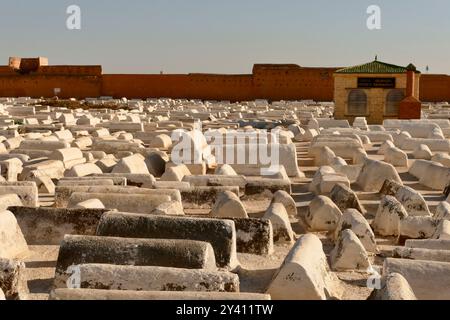 Jüdischer Friedhof im jüdischen Viertel von Marrakesch, Kaiserstadt Marokko, Stockfoto