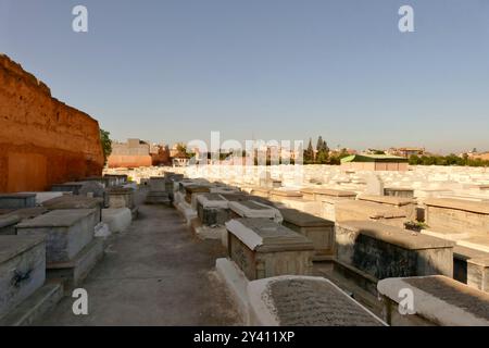 Jüdischer Friedhof im jüdischen Viertel von Marrakesch, Kaiserstadt Marokko, Stockfoto