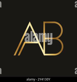 Ab-Logo mit goldenem Farbverlauf Stock Vektor