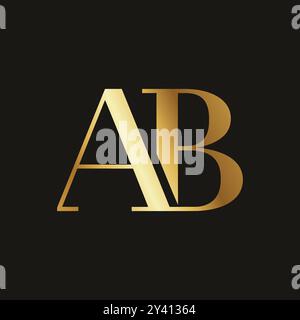 Ab-Logo mit goldenem Farbverlauf Stock Vektor