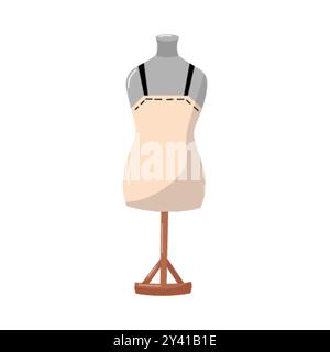 Maßgeschneiderte Schaufensterpuppe. Weibliche Figur. Showcase. Farbige Abbildung auf weißem Hintergrund. Stock Vektor