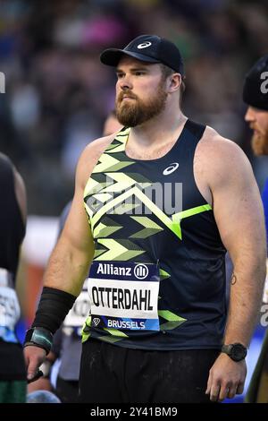 Payton Otterdahl aus den USA, der beim Finale der Memorial Van Damme Diamond League im King Baudouin Stadium in den Herren-Kugelstoßen antrat Stockfoto