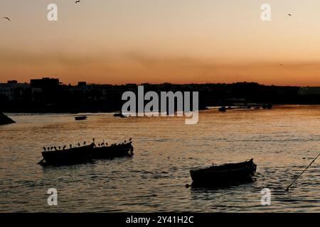 Sonnenaufgang am Fluss Bou Regreg, Rabat, Marokko, Nordafrika Stockfoto