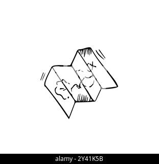 Gefaltete Karte mit einem von Hand gezeichneten, für die Route bearbeitbaren Doodle-Symbol. Karte für Camping, Wandern, lokale Tourismus Illustration Stock Vektor