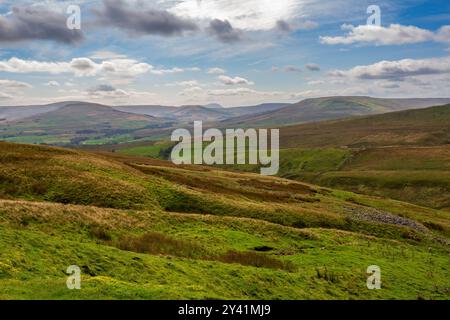 Blick auf die Pennines vom Abbotside Common nach Süden Stockfoto