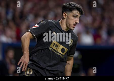 Diego Lopez von Valencia CF wurde beim Fußballspiel La Liga EA Sports 2024/25 zwischen Atletico Madrid und Valencia CF im Estadio Civitas Metropolitano am 15. September 2024 in Madrid gezeigt. Stockfoto