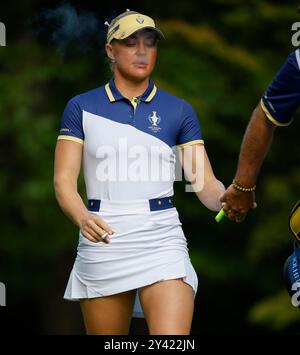 Gainesville, Virginia, USA. September 2024. Während des Solheim Cup auf dem Robert Trent Jones Golfplatz in Gainesville, Virginia. Justin Cooper/CSM/Alamy Live News Stockfoto