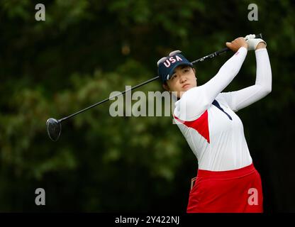 Gainesville, Virginia, USA. September 2024. Während des Solheim Cup auf dem Robert Trent Jones Golfplatz in Gainesville, Virginia. Justin Cooper/CSM/Alamy Live News Stockfoto