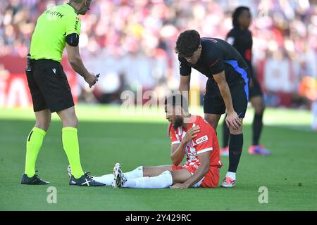 Girona, Esp. September 2024. GIRONA FC-FC BARCELONA am 15. September 2024 während des Spiels zwischen Girona FC und FC Barcelona, das dem 30 Tage der La Liga EA Sports im Stadtstadion Montilivi in Girona entspricht. Quelle: Rosdemora/Alamy Live News Stockfoto