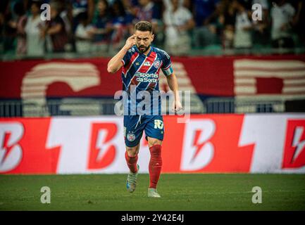 BA - SALVADOR - 09/15/2024 - BRASILIANER A 2024, BAHIA x ATLETICO-MG - Everton Ribeiro, Bahia-Spieler, feiert sein Tor während des Spiels gegen Atletico-MG im Fonte Nova Stadion für die brasilianische A 2024 Meisterschaft. Foto: Jhony Pinho/AGIF (Foto: Jhony Pinho/AGIF/SIPA USA) Stockfoto