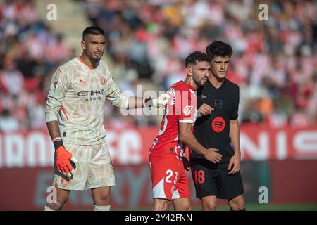 Girona, Esp. September 2024. GIRONA FC-FC BARCELONA 15. September 2024 während des Spiels zwischen Girona FC und FC Barcelona, das dem fünften Tag der La Liga EA Sports im Stadtstadion Montilivi in Girona entspricht. Quelle: Rosdemora/Alamy Live News Stockfoto