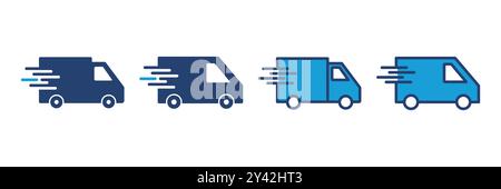 Symbolvektor für Lieferwagen mit schnellem Versand. Symbol für Lieferwagen. Symbol für schnelle Lieferung Stock Vektor