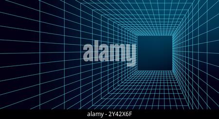 Futuristischer Geometrischer Drahtmodelltunnel Stock Vektor