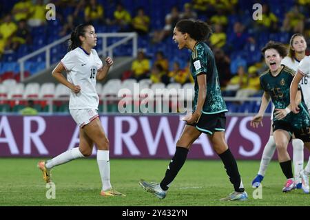 Cali, Kolumbien. September 2024. Olympiastadion Pascual Guerrero Cora Zicai feiert ihr Tor während des Spiels zwischen den Vereinigten Staaten und Deutschland, für das Viertelfinale der FIFA U-20 Frauen-Weltmeisterschaft Kolumbien 2024, im Olympiastadion Pascual Guerrero am 15. Sonntag 30761 (Alejandra Arango/SPP). /Alamy Live News Stockfoto