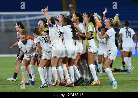 Cali, Kolumbien. September 2024. Olympiastadion Pascual Guerrero die Spieler der Vereinigten Staaten feiern die Qualifikation nach dem Spiel zwischen den Vereinigten Staaten und Deutschland für das Viertelfinale der FIFA U-20-Frauen-Weltmeisterschaft Kolumbien 2024 im Olympiastadion Pascual Guerrero am 15. Sonntag 30761 (Alejandra Arango/SPP). /Alamy Live News Stockfoto