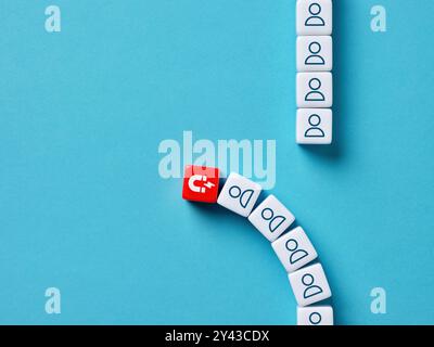 Kunden- oder Kundenattraktion. Die Kunden von Wettbewerbern zu stehlen. Digitales Marketing, Lead-Generierung und Kundenbindung. Stockfoto