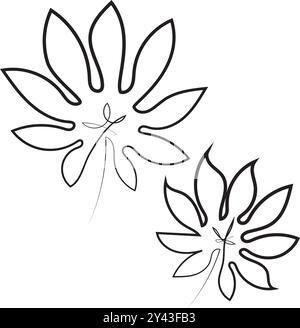 Botanische Kunst der kontinuierlichen Linie. Stock Vektor