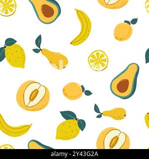 Gelbe Früchte Nahtloses Muster Vektor Stock Vektor