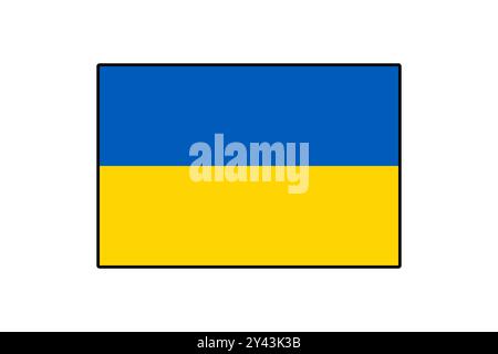 Eine lebendige Flagge, die die Ukraine repräsentiert, hat zwei horizontale Streifen, blau auf der Oberseite und gelb auf der Unterseite, die den Himmel bzw. die Weizenfelder symbolisieren. Stock Vektor