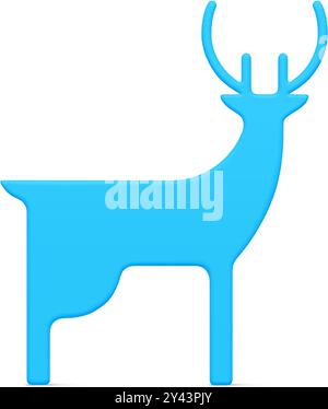 Minimalistische traditionelle Blauhornhirsch dreidimensionale realistische Vektor-Illustration. Dekorative Designschablone in Hochglanz, isoliert auf weiß Stock Vektor