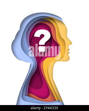 Innere Welt der jungen Frau Papier geschnitten Handwerk Vektor Illustration Stock Vektor