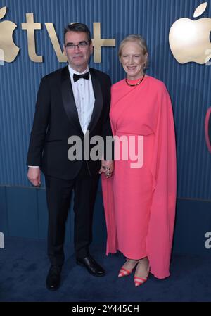 Los Angeles, USA. September 2024. LOS ANGELES, USA. 15. September 2024: Mick Herrson und Jo Howard bei der AppleTV Post-Emmy Party bei Mother Wolf. Bildnachweis: Paul Smith/Alamy Live News Stockfoto