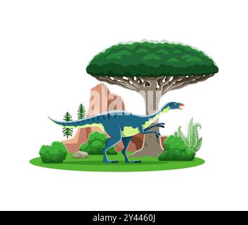 Prähistorische Dinosaurierfigur, Dryosaurus im Jurassic Park oder Dschungelwald, Vektorspielzeug. Der prähistorische Dinosaurier Dryosaurus Dino ist für Spiele oder prähistorische Eidechsen und Reptilien geeignet Stock Vektor