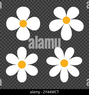 Set von Symbolen für Gänseblümchen isoliert. Symbol Kamillenvektor Stock Vektor